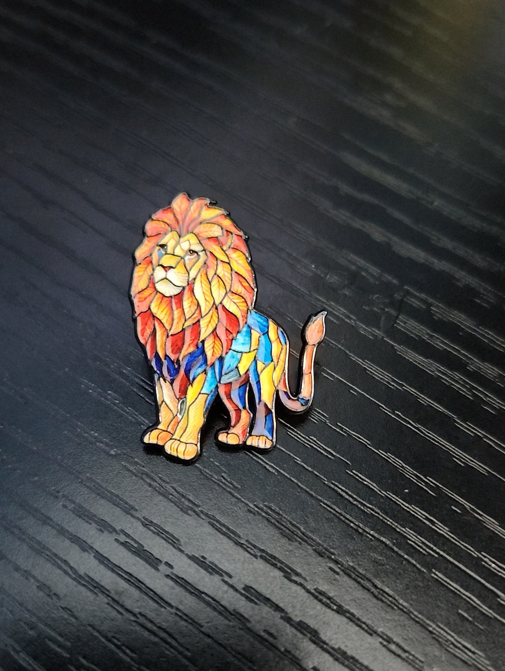 Colorful Stained Glass Lion Enamel Pin